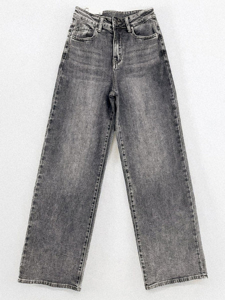 【Tall】KatchMe Women's Wide Leg Jeans - Mid Rise Relaxed Fit Denim Pants, Soft Stretch Comfortable Trousers for Fall & Winter, Streetwear Casual Bottoms