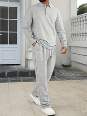 Men's 2pcs Set: Long-Sleeve Shirt and Drawstring Pants - Clean, Comfortable, Breathable