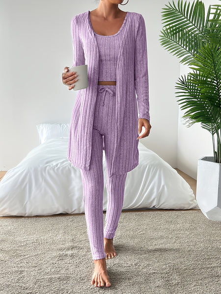 Autumn clothing, casual and elegant Women's three-piece set, stretch fabric, Women's loungewear, suitable for Christmas, holidays, dates, outdoor, beautiful Women's suit.