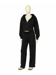 Women Corset Fit Hoodie and Trouser 2Pc Zip Tracksuit Set 2Pc Set with Zip Front, Long Sleeves and Straight Leg Pants, Perfect for All Seasons, Top Set