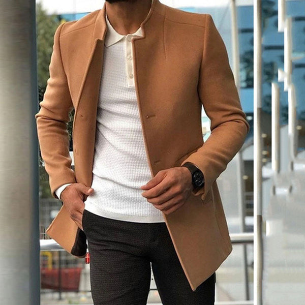 Men'S Slim Coat Fashion Single-Breasted Solid Color Business Jackets Fall and Winter Tops Outwear Clothing