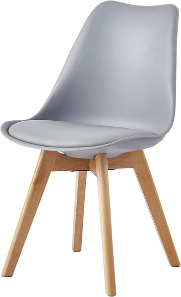 mcc direct 1Pcs Dining Chair Wooden Legs Soft Cushion Pad Stylish DELUXE Retro Lounge Dining Office EVA