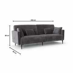 MOONAP Monroe Dark Grey Fabric 4 Seater Sofa