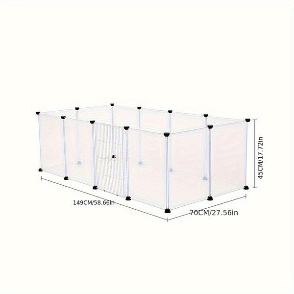 DIY 12 Panels Pet Fence Puppy Pen Crate Cage with Door Dog Rabbit Playpen Metal Enclosure