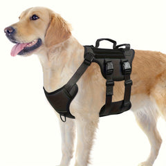 Escape Proof Dog Harness, Soft Padded Full Body Pet Harness, Reflective Adjustable No Pull Vest with Lift Handle And Leash Clip for Large Dogs Walking Hiking Training