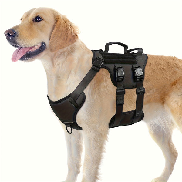 Escape Proof Dog Harness, Soft Padded Full Body Pet Harness, Reflective Adjustable No Pull Vest with Lift Handle And Leash Clip for Large Dogs Walking Hiking Training