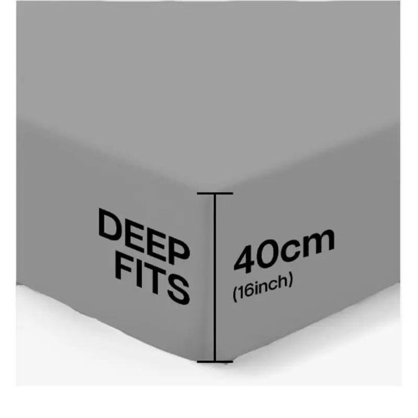40 CM Extra Deep Fitted Sheets Single Double King Super King Size Bedsheets