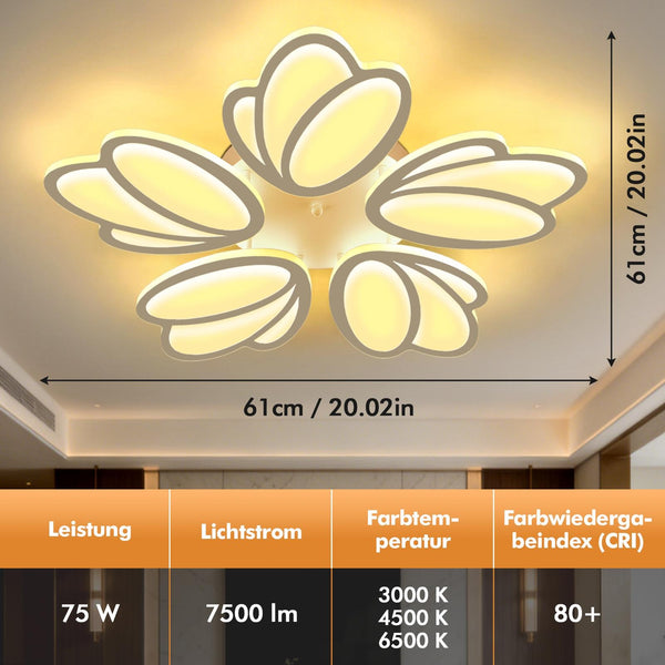 LED Ceiling Lighting and Remote Control, LED Ceiling Light, Dimmable Ceiling Light, Living Room Fan, Suitable for Bedroom Dining Room Office