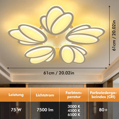 LED Ceiling Lighting and Remote Control, LED Ceiling Light, Dimmable Ceiling Light, Living Room Fan, Suitable for Bedroom Dining Room Office