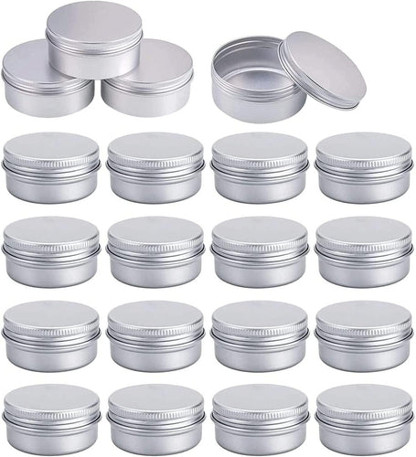 20Pcs 15 Ml Aluminium Tin Jars Empty Cosmetic Jars Sample Containers Pots Lip Balm Containers Small Tin Cans with Lids Travel Pots for Toiletries Travel Makeup Creams Powder Mineral DIY Candles