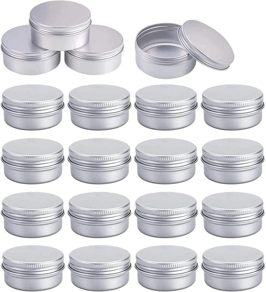 20Pcs 15 Ml Aluminium Tin Jars Empty Cosmetic Jars Sample Containers Pots Lip Balm Containers Small Tin Cans with Lids Travel Pots for Toiletries Travel Makeup Creams Powder Mineral DIY Candles