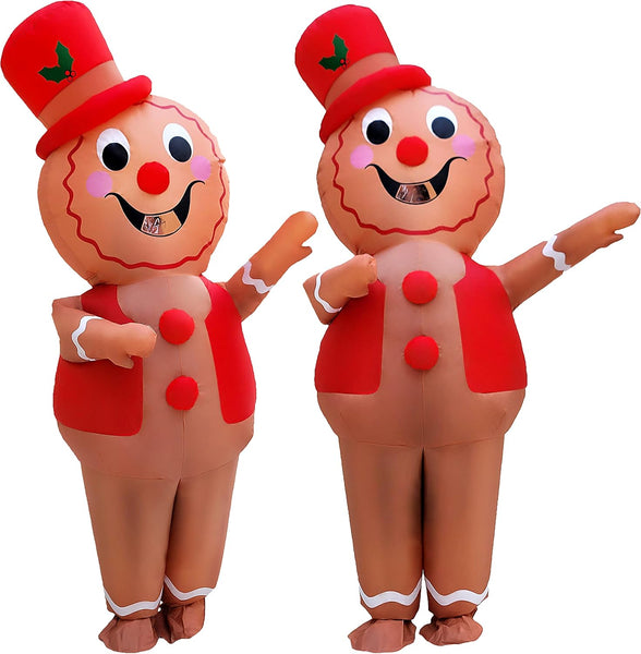 Christmas Gingerbread Man Inflatable Costume Christmas Party Blow-Up Costume Party Costume for Adult//Christmas Parade(Gingerbread Man)
