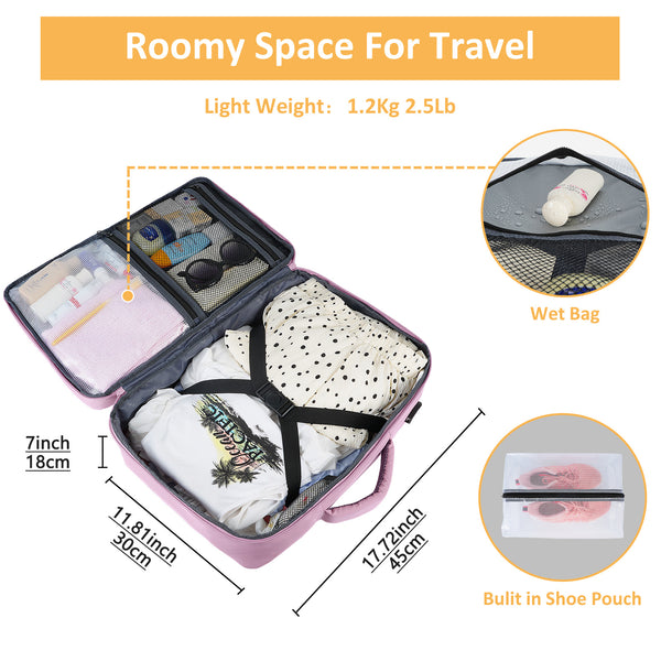 Travel Backpack Cabin Bag Fits EasyJet 45×36×20 / Ryanair 40×30×20, Airline Approved Underseat Travel Backpack with Laptop Compartment, Carry-On Luggage, Travel Bag for Women, Lightweight Carry-On Bag for Work, School or Weekend Trips, Purple