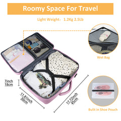 Travel Backpack Cabin Bag Fits EasyJet 45×36×20 / Ryanair 40×30×20, Airline Approved Underseat Travel Backpack with Laptop Compartment, Carry-On Luggage, Travel Bag for Women, Lightweight Carry-On Bag for Work, School or Weekend Trips, Purple