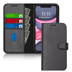 Leather Wallet Flip Cover with Card Holder, Stand Feature, Magnetic Closure, Compatible with iPhone 17 Pro Max 16 15 14 Pro Max 13 12 11 XR 8 7 SE 2022