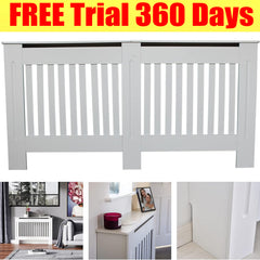 Radiator Cover Cabinet Large Small Wooden Radiator Cover, White Wood Painted MDF Cabinet Heater Cover Cabinet, Slats, Grill, Wood Top Shelf Easy Assembly for Living Room, Hallway, Bedroom Decoration