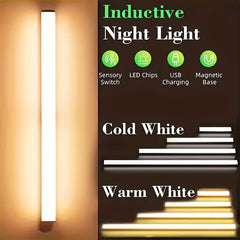 3pcs Warm/White Light 20cm/30cm/50cm Motion Sensor LED Induction Light USB Charging, Magnetic Non Perforated Long Night Light, Suitable for Home and Office Use, Back to School Gift