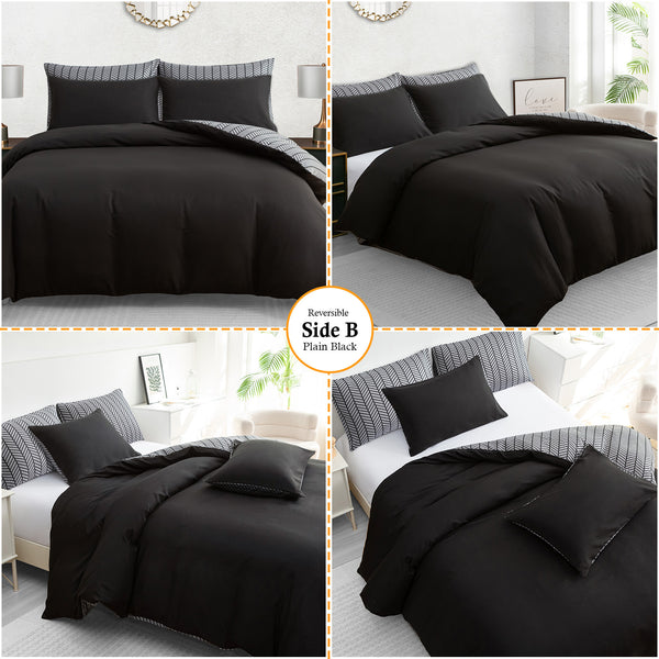 Luxury Reversible Duvet Cover Set with Matching Pillowcases – Single, Double, King & Super King Sizes – Soft Breathable Microfiber Bedding Set UK – Brick Pattern