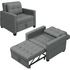 Costoffs 3-in-1 Convertible Sleeper Chair Bed, Tufted Futon Sofa Chair with Adjustable Backrest & Back Pillow, Multi-Function Sleep Chair Bed for Small Space, Apartment, Studio, Guest Room, Home Living Room Furniture