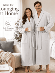 Unisex Waffle Bath Robe Luxury 100 Egyptian Cotton Soft Hotel Quality Dressing Gown Spa Shawl Lightweight Sleep Nightwear Collar Robe Size S-XL