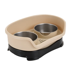 Raised Dog Bowls for Cats and Dogs, Elevated Dog Cat Food and Water Bowls Stands Feeder Dishes with 2 Stainless Steel Bowls, 2 Colours Available