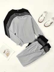3pcs Women's Sportswear Set, Long Sleeve and Long Pants, Made of Fabric