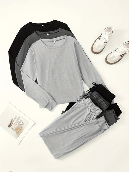 3pcs Women's Sportswear Set, Long Sleeve and Long Pants, Made of Fabric