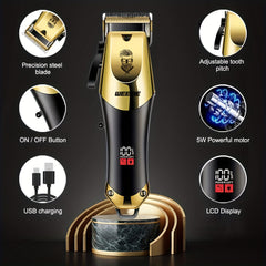 WEEME Golden 3pcs 2pcs 1pc Men's Hair Clipper Set, USB Rechargeable Hair Clippers, Trimmer And Shaver Kit, with Guide Combs & Cleaning Brushes, Grooming Gift Set for Men, Husband, Boyfriend, Dad Valentine's Day Gift