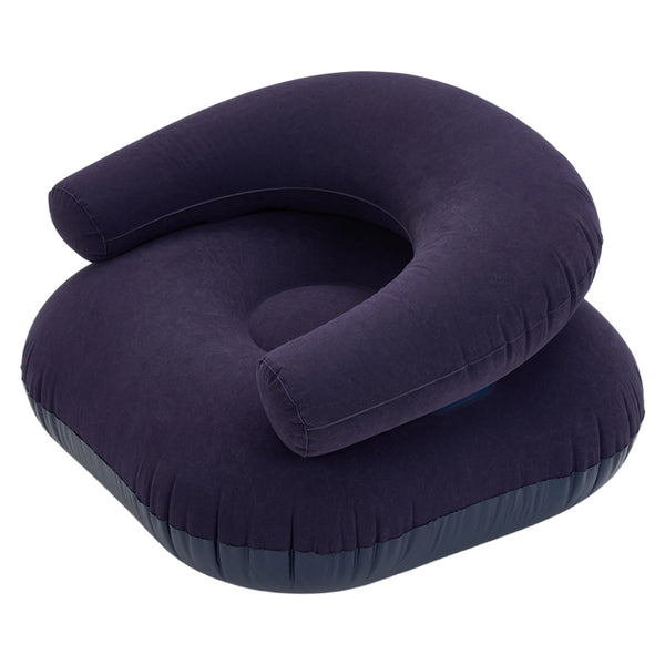 73*73*52cm U-shaped Outdoor Leisure Inflatable Sofas, Portable Inflatable Mattresses for Home Use, with Backrest, Foot Pump Included, Durable and Wear-resistant, Suitable for Home, Camping, Beach and Travel Use Green/Purple