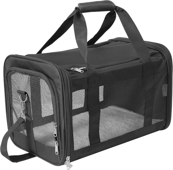 Foldable Pet Carrier Backpack with Adjustable Shoulder Strap, Dog Transport Box for Medium Small Dogs Cats, Load Capacity 3-6 kg, Travel Carrier, Black