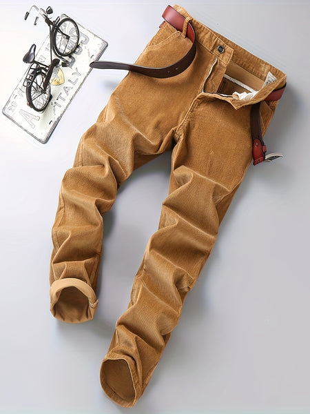 Men's Four-Season Corduroy Slim Fit Straight-Leg Casual Trousers