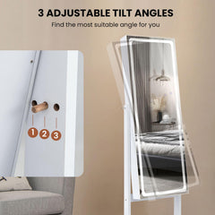 DORTALA Lockable Jewelry Armoire Standing Jewelry Cabinet W/ LED Lights, Jewelry Armoires