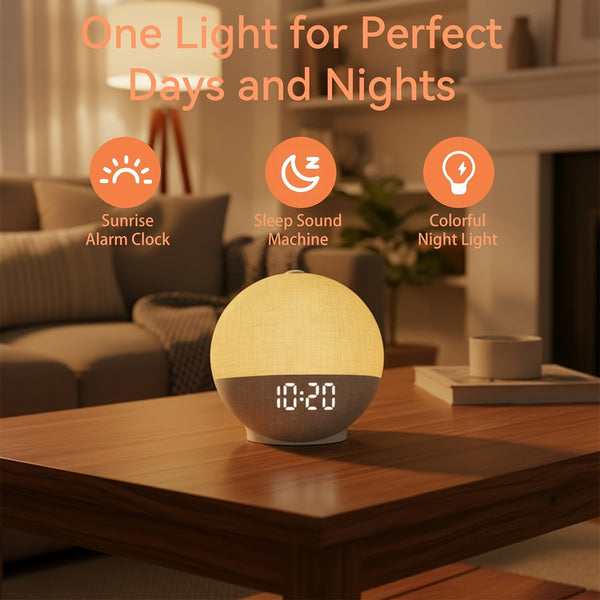Sunrise Alarm Clock, Sound Machine for Sleep, Snooze, Timer, Dimmable Night Light, 30 Soothing Sounds, White Noise Machine, Wake Up Light for Bedrooms, Adults, Heavy Sleepers