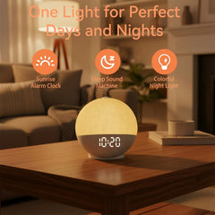 Sunrise Alarm Clock, Sound Machine for Sleep, Snooze, Timer, Dimmable Night Light, 30 Soothing Sounds, White Noise Machine, Wake Up Light for Bedrooms, Adults, Heavy Sleepers