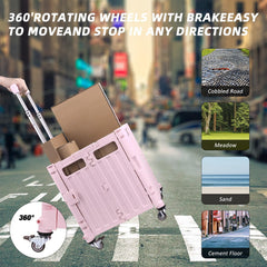 Foldable Shopping Trolley Cart | Lightweight & Durable with Adjustable Handle | Smooth-Rolling 4-Wheel Collapsible Crate for Groceries & More