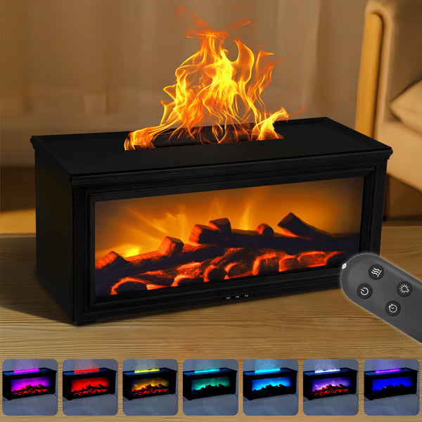 3D Flame Aromatherapy Diffuser, 7 Color Dimmable with Remote Control, Ultra Quiet Humidification, Timer & Auto Shut-Off, Ideal for Yoga Meditation Bedroom Living Room