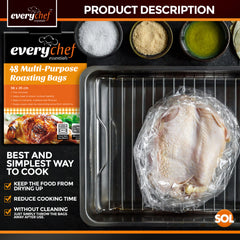 48 Pack Oven Roasting Bags with Ties | 38 x 25cm Heat-Resistant Cooking Bags | Food Safe Oven Bags for Chicken, Turkey, Meat, Fish & Vegetables | Multipurpose Baking, Steaming, Roasting & Grilling Bags for Meal Prep