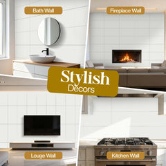 Pearl White 60×30cm Kitchen Tiles Self Adhesive Marble Tile Stickers, PVC Self Adhesive Bathroom Wall Tiles, Waterproof and Oil-Proof Wall Panels for Kitchen, Bathroom, Bedroom