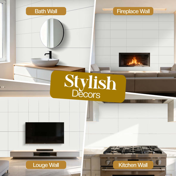 Pearl White 60×30cm Kitchen Tiles Self Adhesive Marble Tile Stickers, PVC Self Adhesive Bathroom Wall Tiles, Waterproof and Oil-Proof Wall Panels for Kitchen, Bathroom, Bedroom
