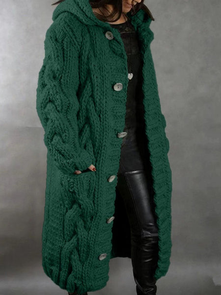 2026 New Women's Fashion Oversized Cardigan Sweater Coat, Casual Hooded Cardigan, Medium-Length Sweater Coat