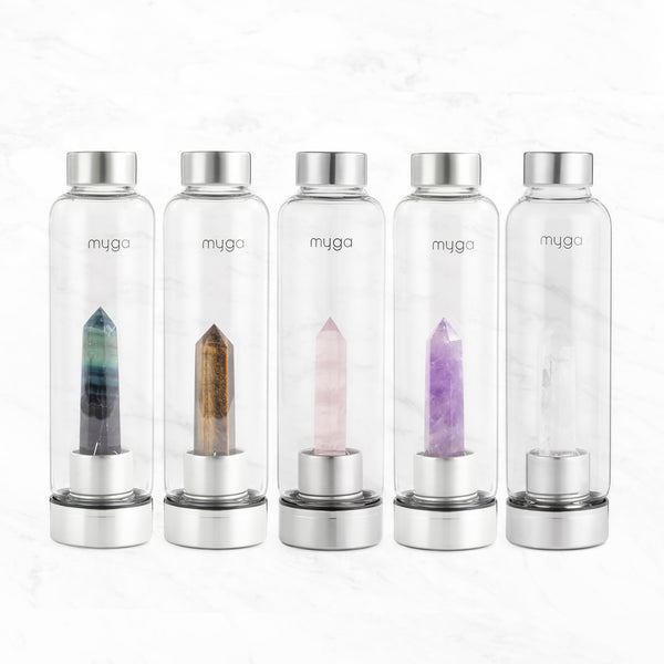 Crystal-Infused Water Bottle – 7200ml Premium Steel & Glass Hydration Bottle with Natural Healing Stones for Stress Relief, Mental Clarity & Spiritual Wellness