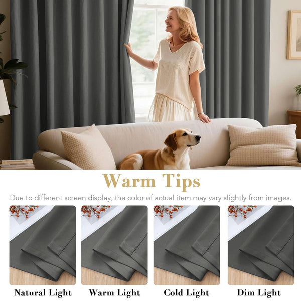 2pcs Full Blackout Curtains, 100% Polyester Fabric, Privacy Protected, Sound proof, Energy saving Grommet Top Curtains for Bedrooms, Living Room, Home Decor & Room Decor