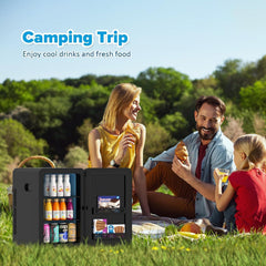 Mini Fridge 22L/ 30 Cans Cooler and Warmer Portable Mini Fridge for Bedrooms with Adjustable Shelves, AC+12V DC Small Fridges for Car, Office, Travel, Skincare, Cosmetics, Drinks (Black)