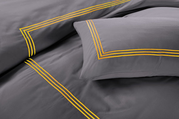 Embroided Baratta Stitch Duvet Cover Set with Matching Pillowcases - Ultra-soft Brushed Microfibre – Chic & Modern Design – Easy Care & Machine Washable