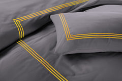 Embroided Baratta Stitch Duvet Cover Set with Matching Pillowcases - Ultra-soft Brushed Microfibre – Chic & Modern Design – Easy Care & Machine Washable
