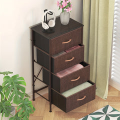 4-Drawer Chest Of Drawers with Metal Frame & MDF Wooden Top, Adjustable Feet, Anti-Tip Safety, Spacious Storage Unit for Bedroom Or Living Room (45x30x91cm/ 17.7x11.8x35.8inch)