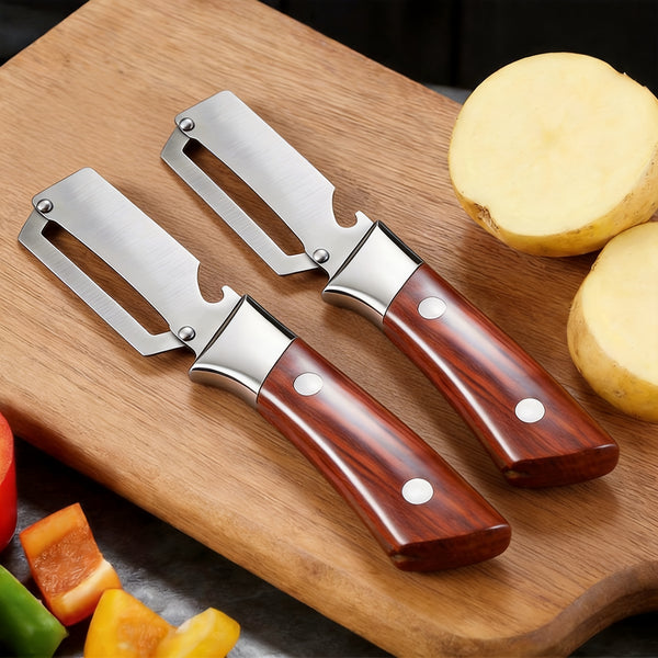 Multifunctional Stainless Steel Peeler/Bottle Opener with 2-In-1 Ergonomic Design, Suitable for Right-Handed Users. an Excellent Tool for Peeling Vegetables And Fruits. A Top Choice for Holiday Gifts