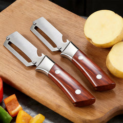 Multifunctional Stainless Steel Peeler/Bottle Opener with 2-In-1 Ergonomic Design, Suitable for Right-Handed Users. an Excellent Tool for Peeling Vegetables And Fruits. A Top Choice for Holiday Gifts