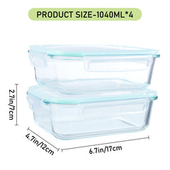 1040 ml*4, glass food containers with lids, glass sets with lids, glass storage containers with lids, glass lunch boxes with lids, glass plates with lids