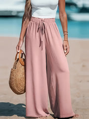 3pcs Set, Standard Size Women'S Long Pants, Wide-Leg Trousers, Solid Color, Casual, Vacation Style